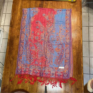 Pashmina Scarf 100% Cashmere purple red blue paisley beautiful